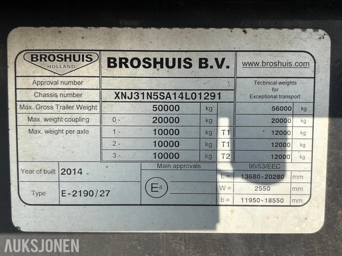 2014 Broshuis E-2190/27 (31N5-A) 3-AKSLET UTTREKKBAR SEMITRAILER