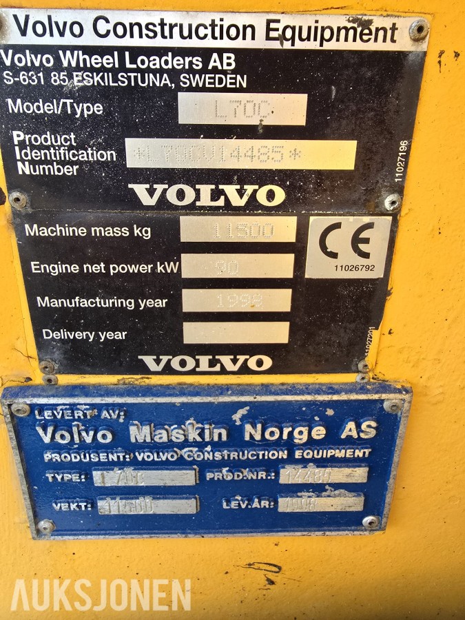 1998 Volvo L70C HD Hjullaster, ekstra hydraulikk, LED-lys.
