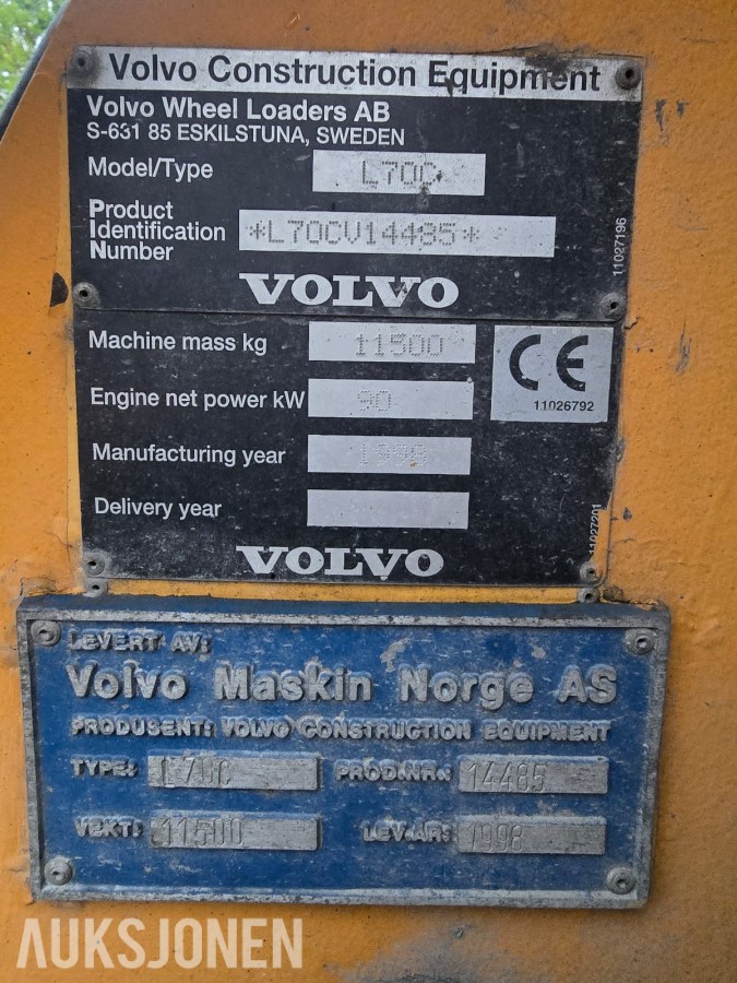 1998 Volvo L70C HD Hjullaster, ekstra hydraulikk, LED-lys.