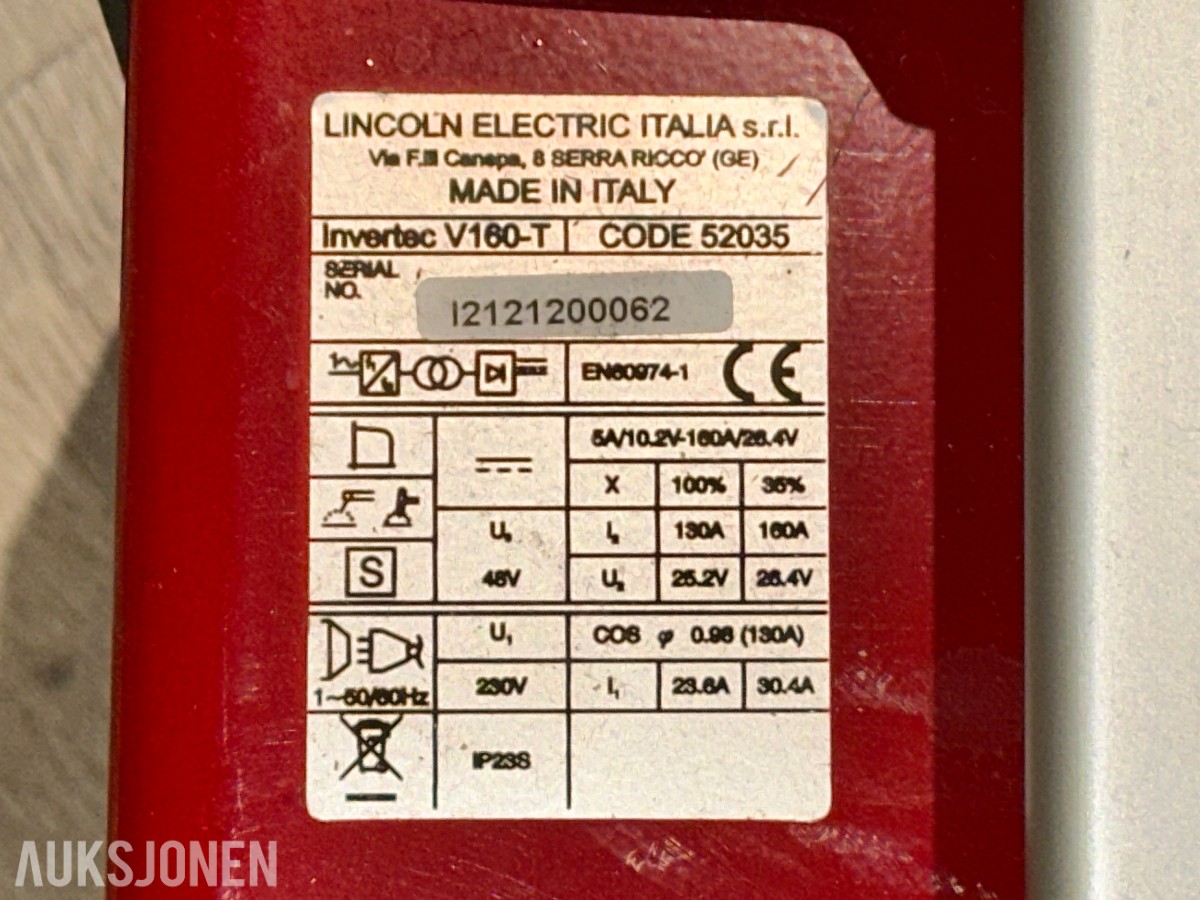 Lincoln Electric Invertec V160-T – TIG-/elektrodesveiser med tilbehør - Ubrukt