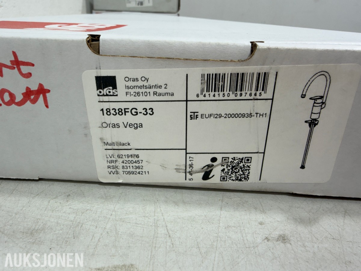 5 stk Oras kjøkkenkraner – Vega, Saga og Safira