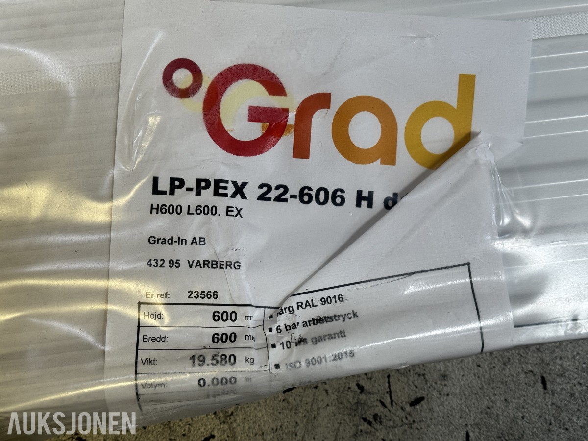 6 stk Nye Grad LP-PEX panelradiatorer 