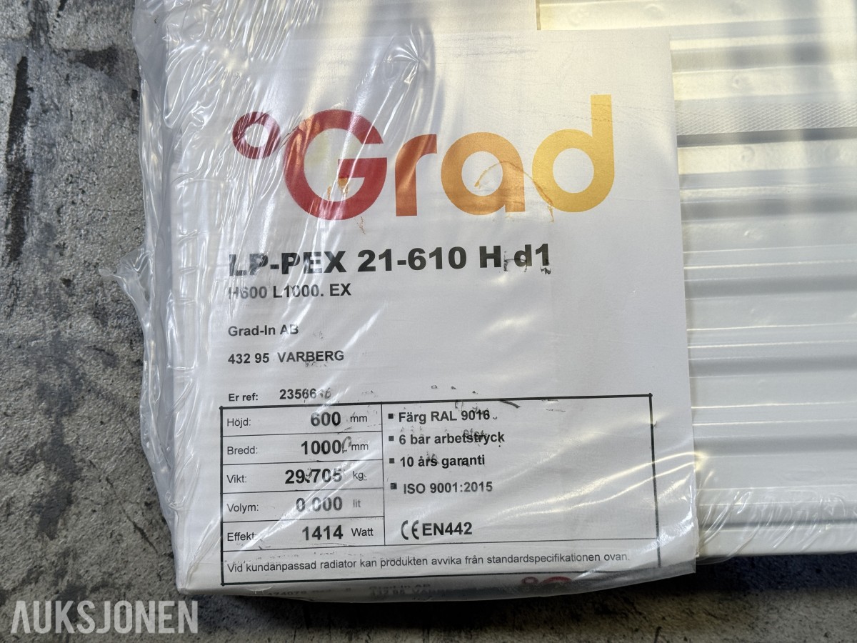 6 stk Nye Grad LP-PEX panelradiatorer 