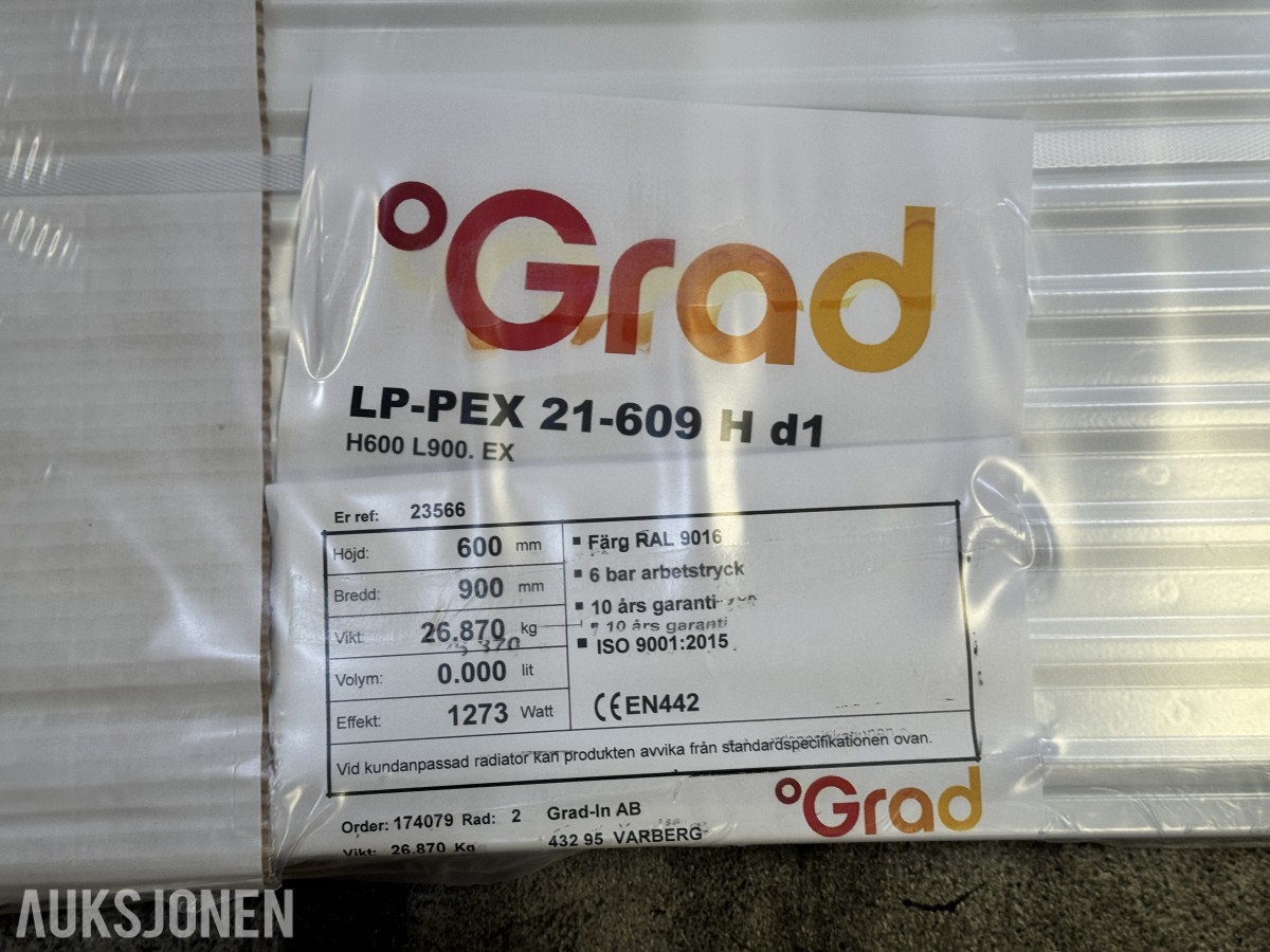 6 stk Nye Grad LP-PEX panelradiatorer 
