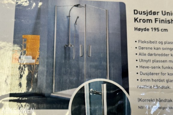 Normark Dusjdør Unique 80x80x195 krom sett à 2 stk