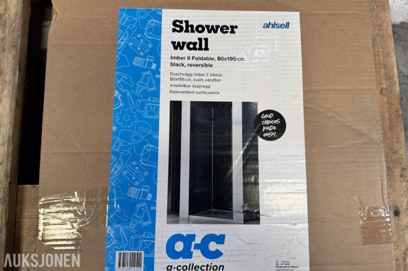 a-collection Imber II Foldable dusjvegg 80x195 cm sort