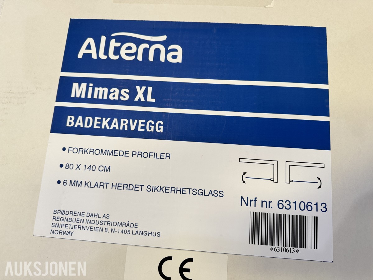 Alterna Mimas XL badekarvegg 80x140 cm