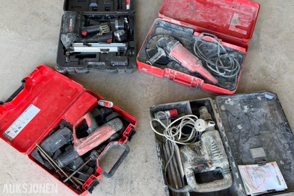 Hilti og Würth verktøy - boltepistol, borhammer, vinkelsliper og spikerpistol