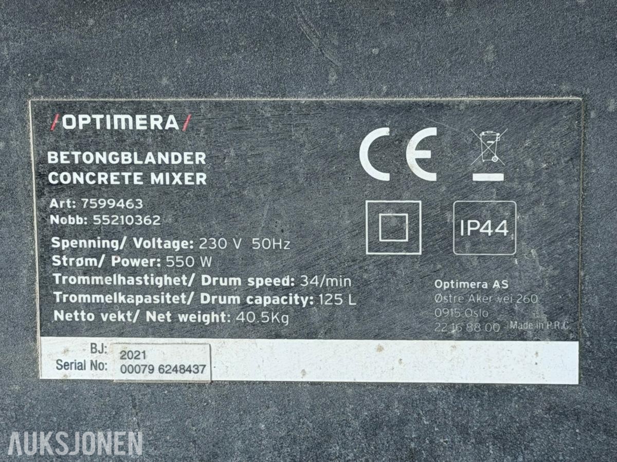 2021 Optimera betongblander 125 L - 550 W