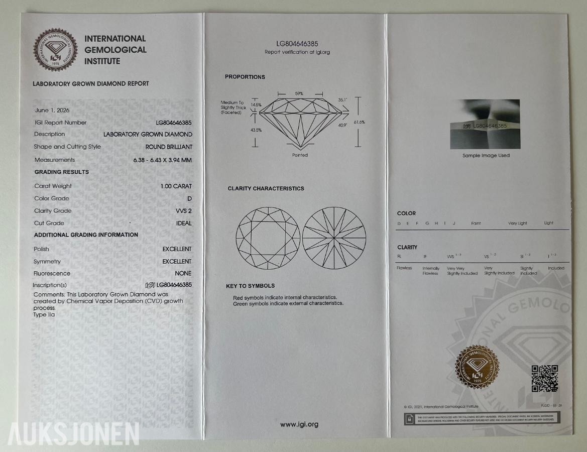 2.00Ct Diamantøredobber i Gult 18K Gull | IGI-sertifisert