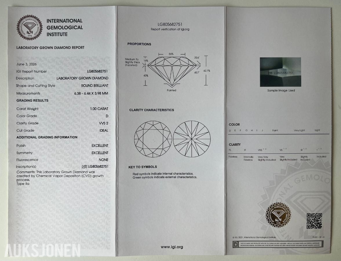 2.00Ct Diamantøredobber i Gult 18K Gull | IGI-sertifisert