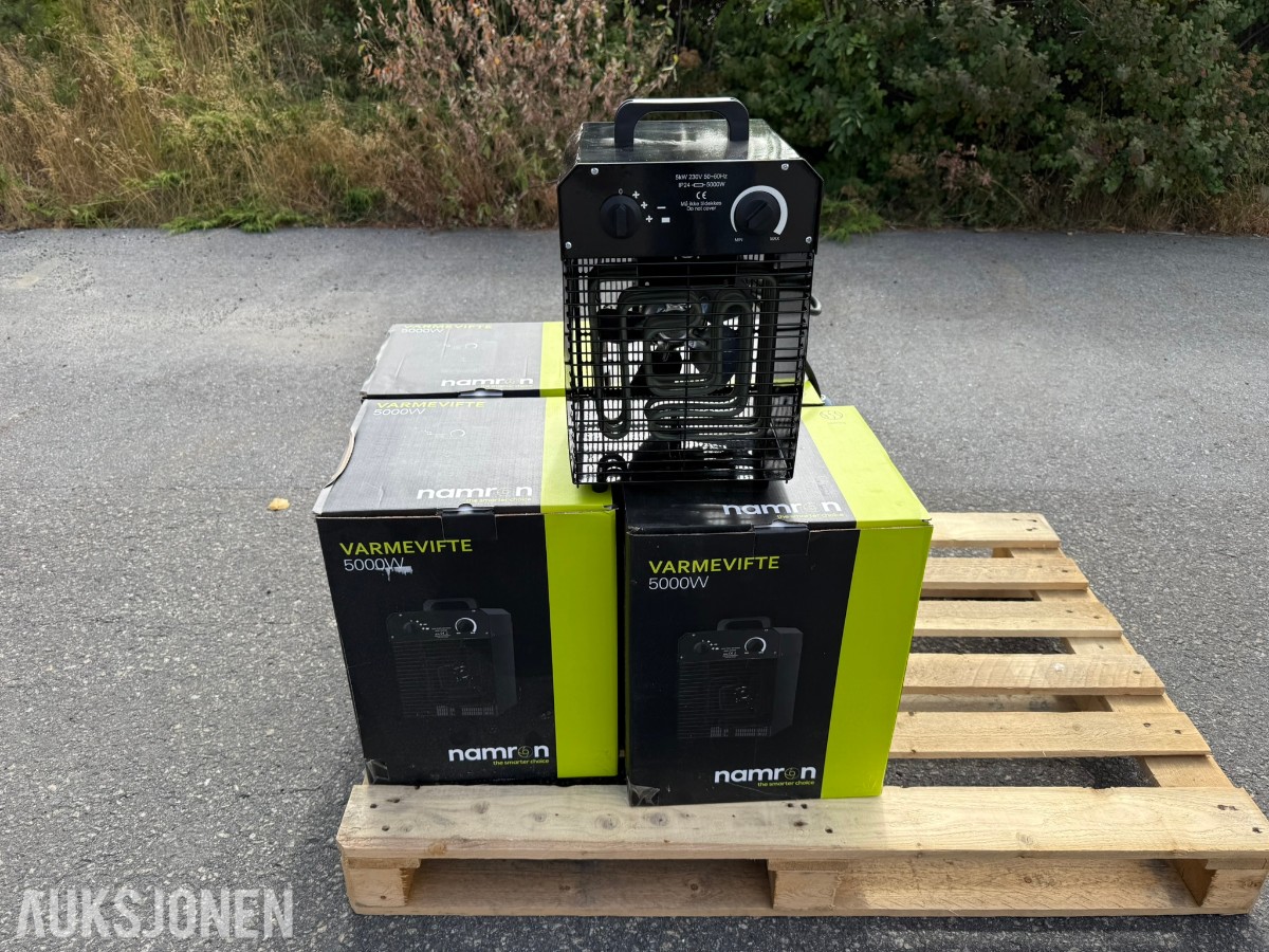 5 stk. Namron varmevifter 5000W / 230V 3-fas – ubrukte