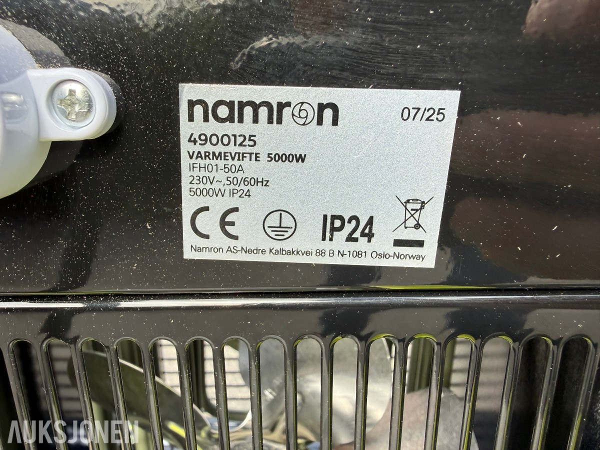 5 stk. Namron varmevifter 5000W / 230V 3-fas – ubrukte