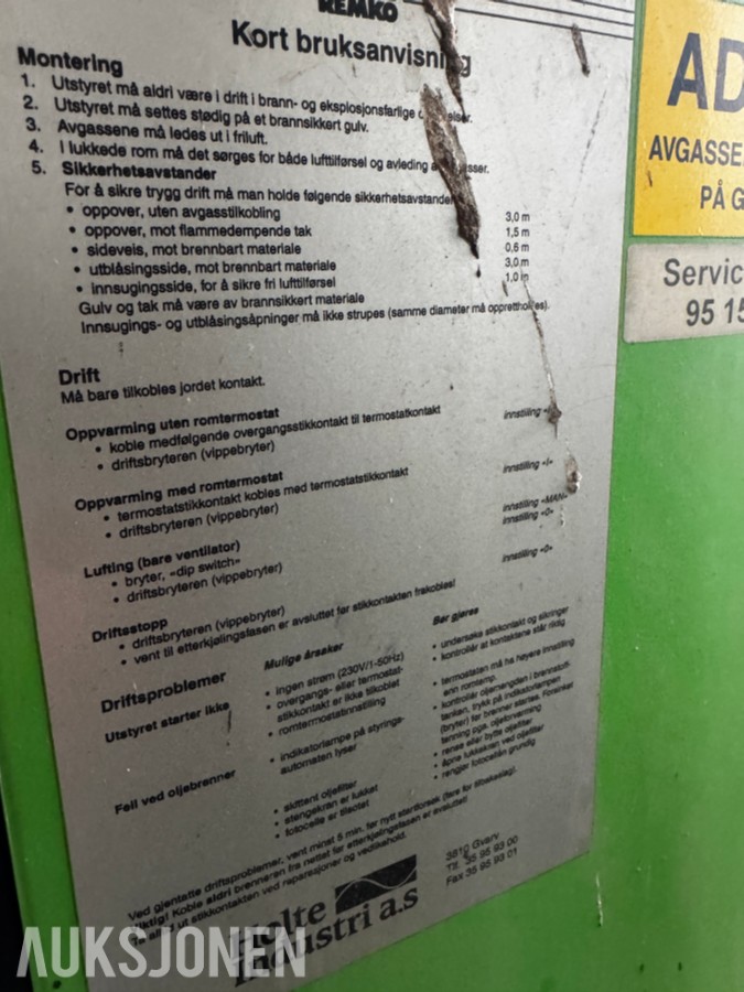 Container med Remko diesel fyringsanlegg
