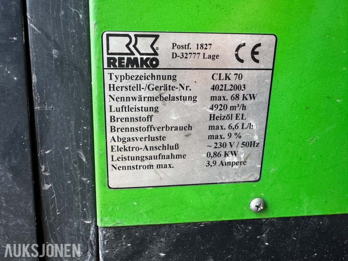 Container med Remko diesel fyringsanlegg