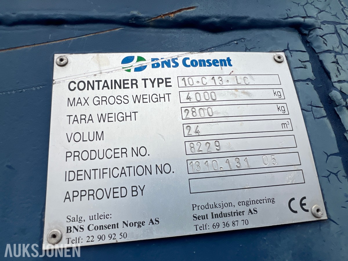 15 fot BNS 10.C 13.LO sagcontainer med Ernex gjerdesag