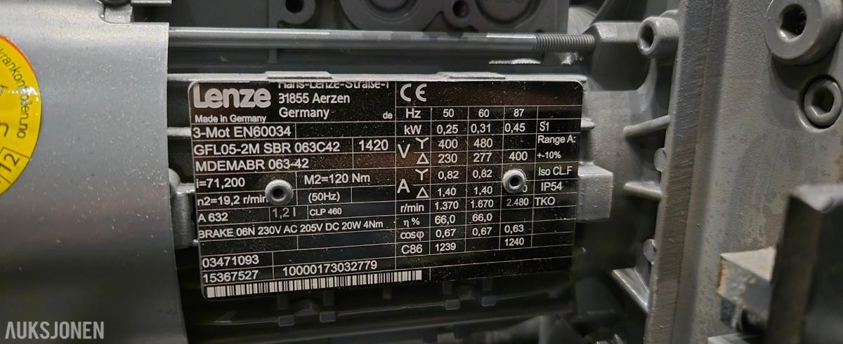 Lenze GFL05-2M - 3-fas motor m/ aksel