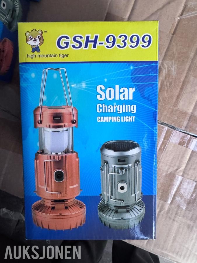 4 stk. helt nye GSH-9399 Solar Charging Camping Light 2026