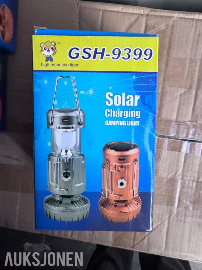 4 stk. helt nye GSH-9399 Solar Charging Camping Light 2026