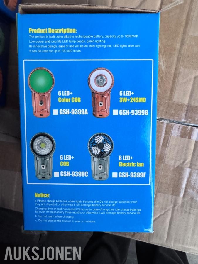 4 stk. helt nye GSH-9399 Solar Charging Camping Light 2026