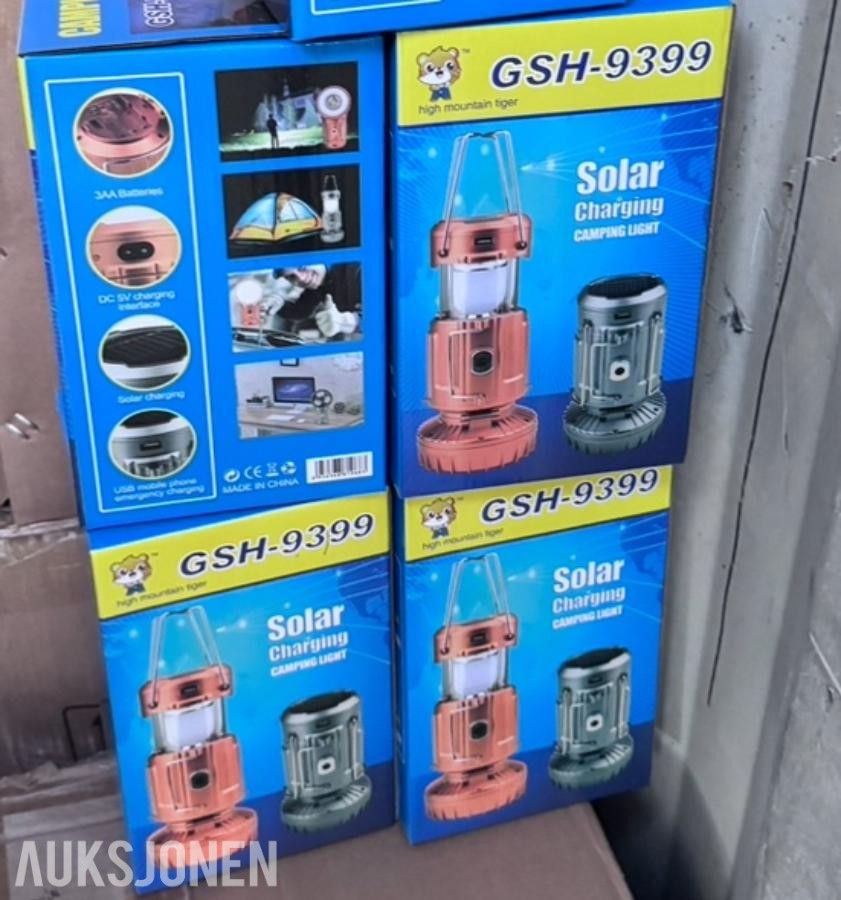 4 stk. helt nye GSH-9399 Solar Charging Camping Light 2026