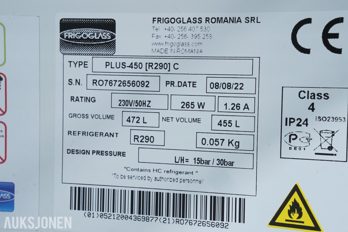2022 Frigoglass PLUS-450 [R290] C Coca-Cola kjøleskap 455 L