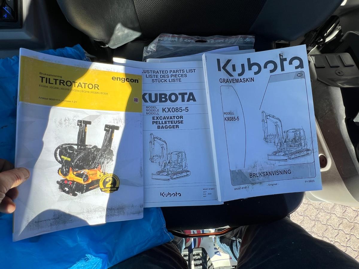 2024 Kubota KX085-5 EC209, 3 skuffer, sentralsmøring, dieselfyllepumpe