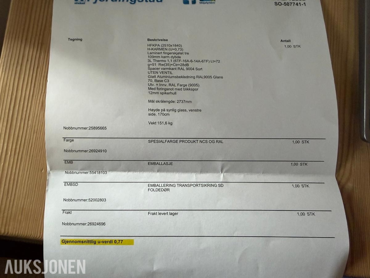 NorDan fastkarmvindu med skrå overkant