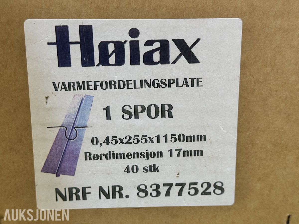 Høiax varmefordelingsplate 1 spor - 40 stk