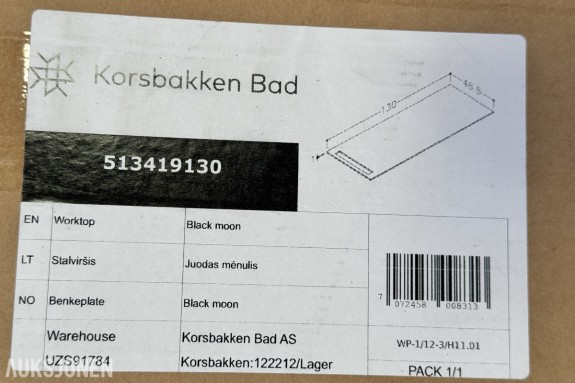 Korsbakken Bad benkeplate