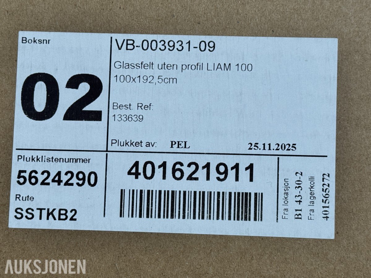 Vikingbad Glassfelt uten profil LIAM 100