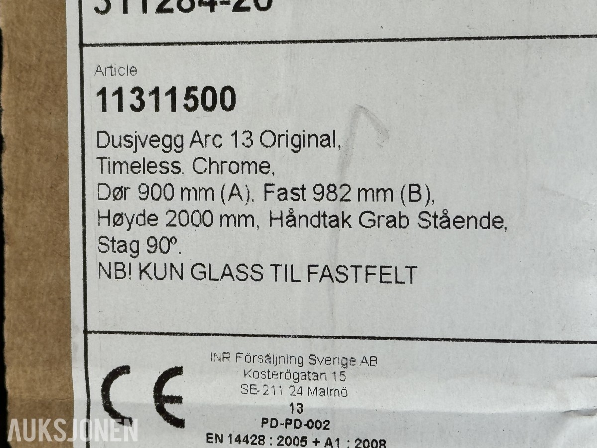 Dusjvegg Fastfelt Arc 13 Original, Timeless Chrome