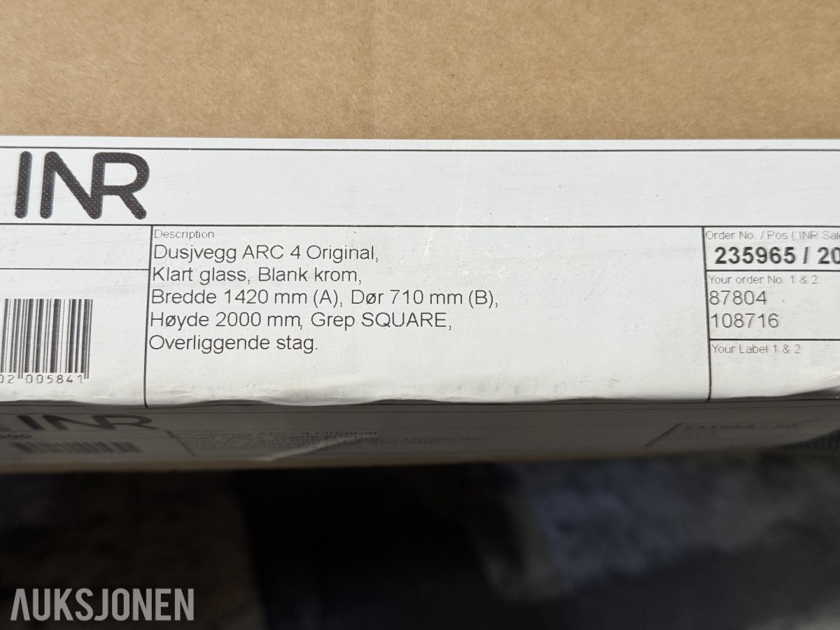 Dusjvegg ARC 4 Original, Blank krom