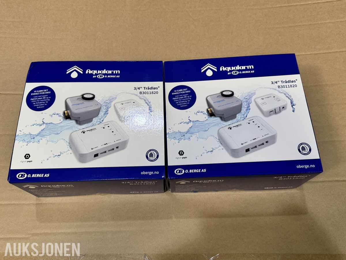 2 stk Aqualarm Trådløs vannlekkasjestopper 3/4 tommer 