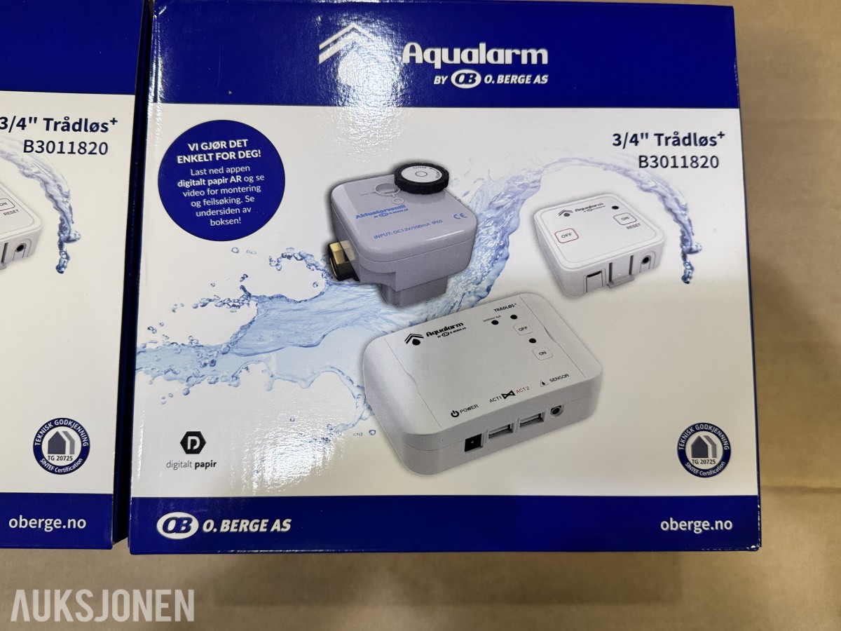 2 stk Aqualarm Trådløs vannlekkasjestopper 3/4 tommer 