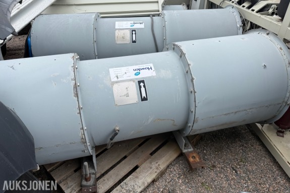2 stk 2001 Howden APA 630/280-8-15 kW aksialvifter - 15 kW motor - 2880 o/min - skyvekraft 476 N - totalvekt 250 kg - nødtemperatur 250 grader i 1 time