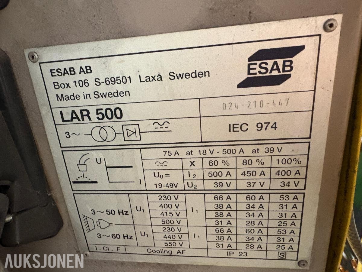 ESAB LAR 500 sveiseapparat med trådmater