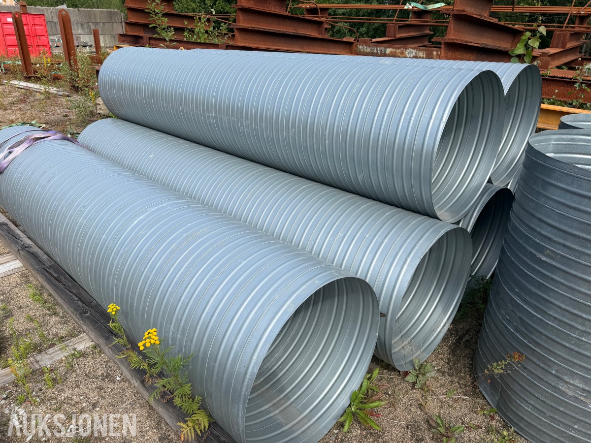 KORRUGERTE STÅLRØR – 6 STK. – CA. Ø630 MM – LENGDE CA. 3 M