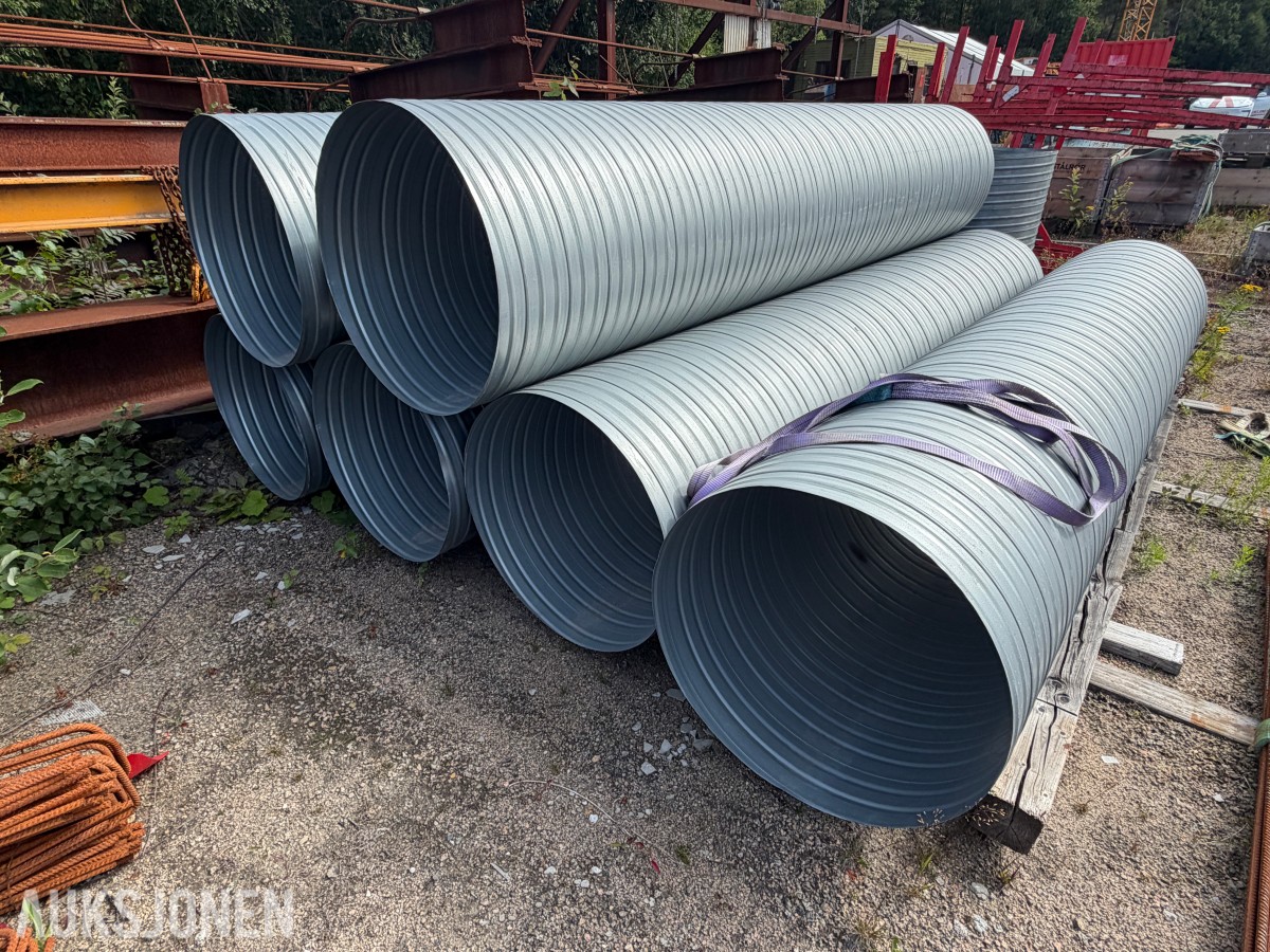 KORRUGERTE STÅLRØR – 6 STK. – CA. Ø630 MM – LENGDE CA. 3 M