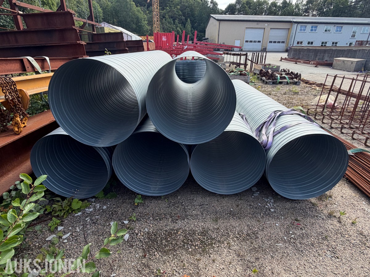 KORRUGERTE STÅLRØR – 6 STK. – CA. Ø630 MM – LENGDE CA. 3 M