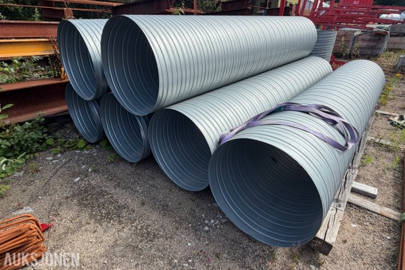 KORRUGERTE STÅLRØR – 6 STK. – CA. Ø630 MM – LENGDE CA. 3 M