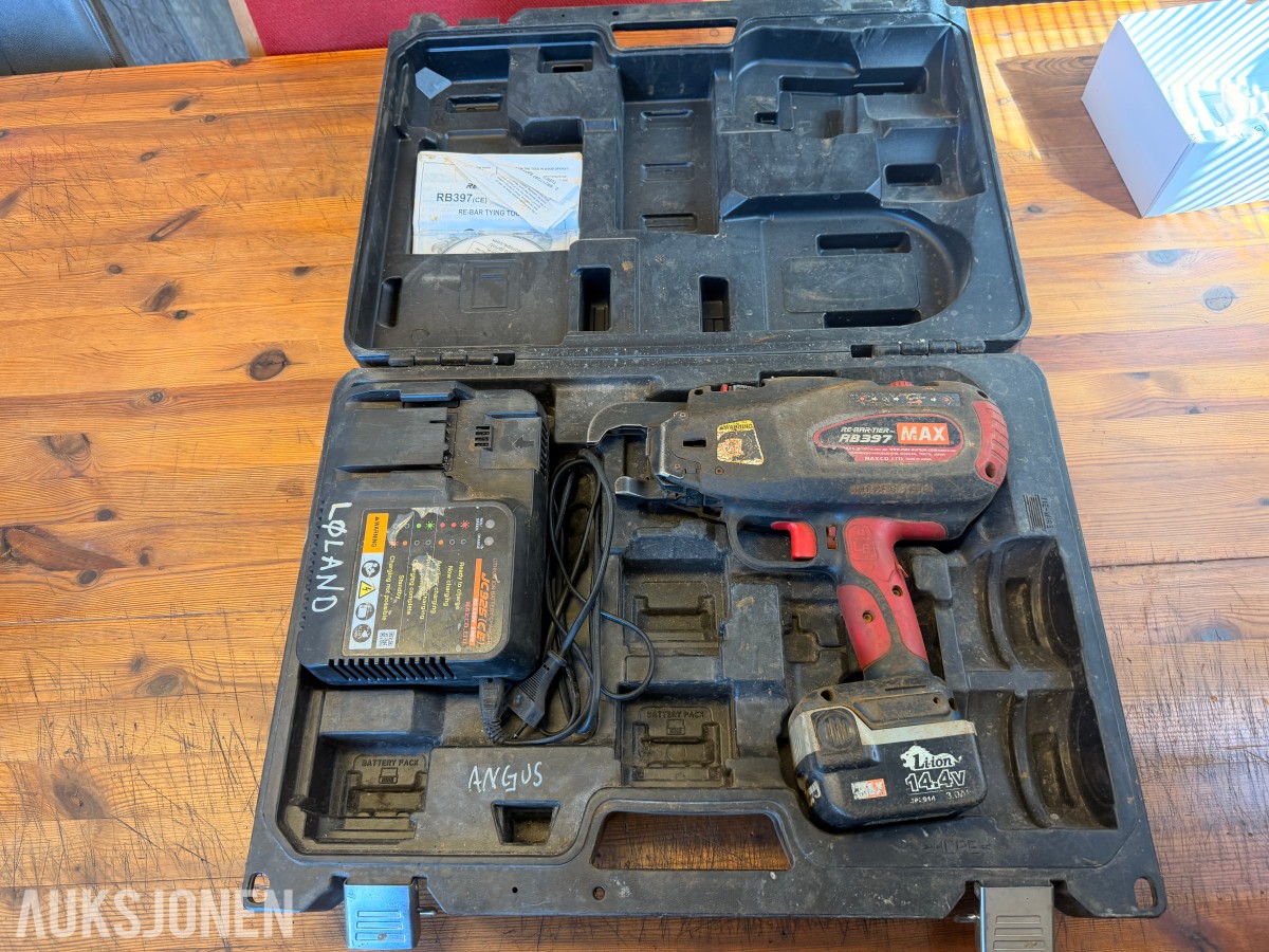 MAX RB397 RE-BAR-TIER – BATTERIDREVET BINDEMASKIN MED LADER OG 30 SPOLER