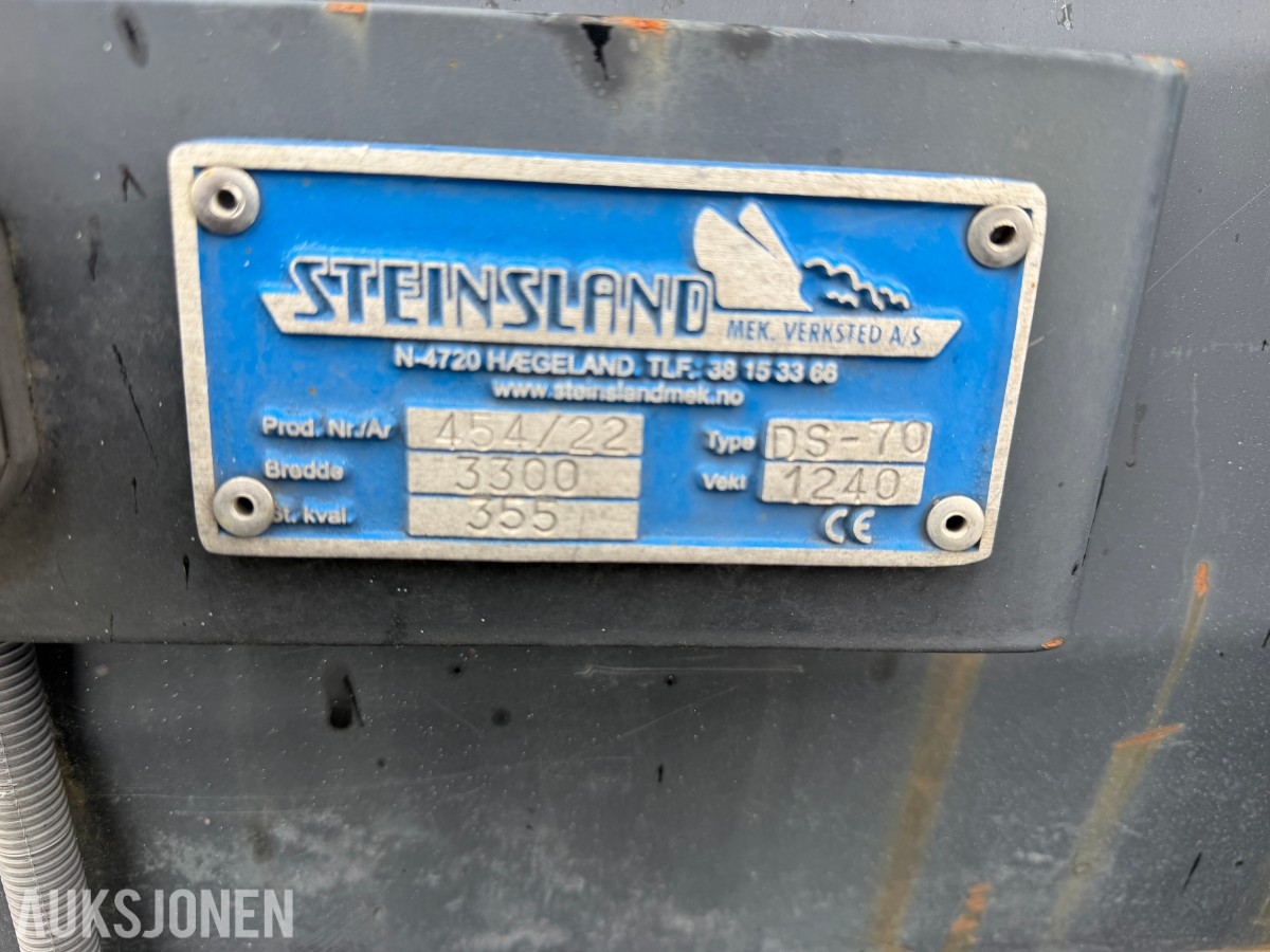 2022 STEINSLAND DS-70 SNØPLOG - 3300MM - LASTEBILFESTE