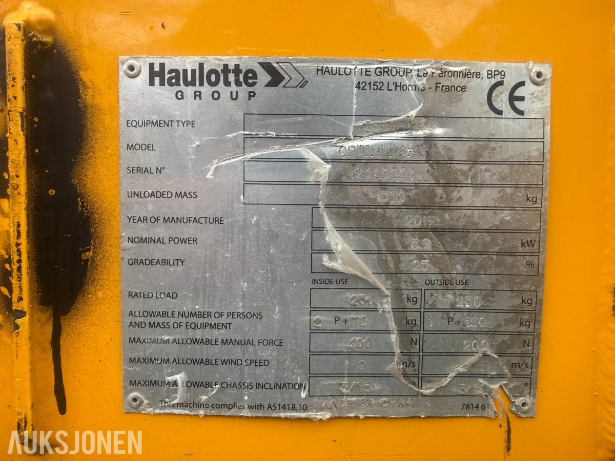 2019 Haulotte Optimum 8 elektrisk sakselift.