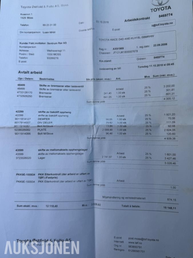 2006 Toyota HiAce 2.5-102 D 4WD, 203000km