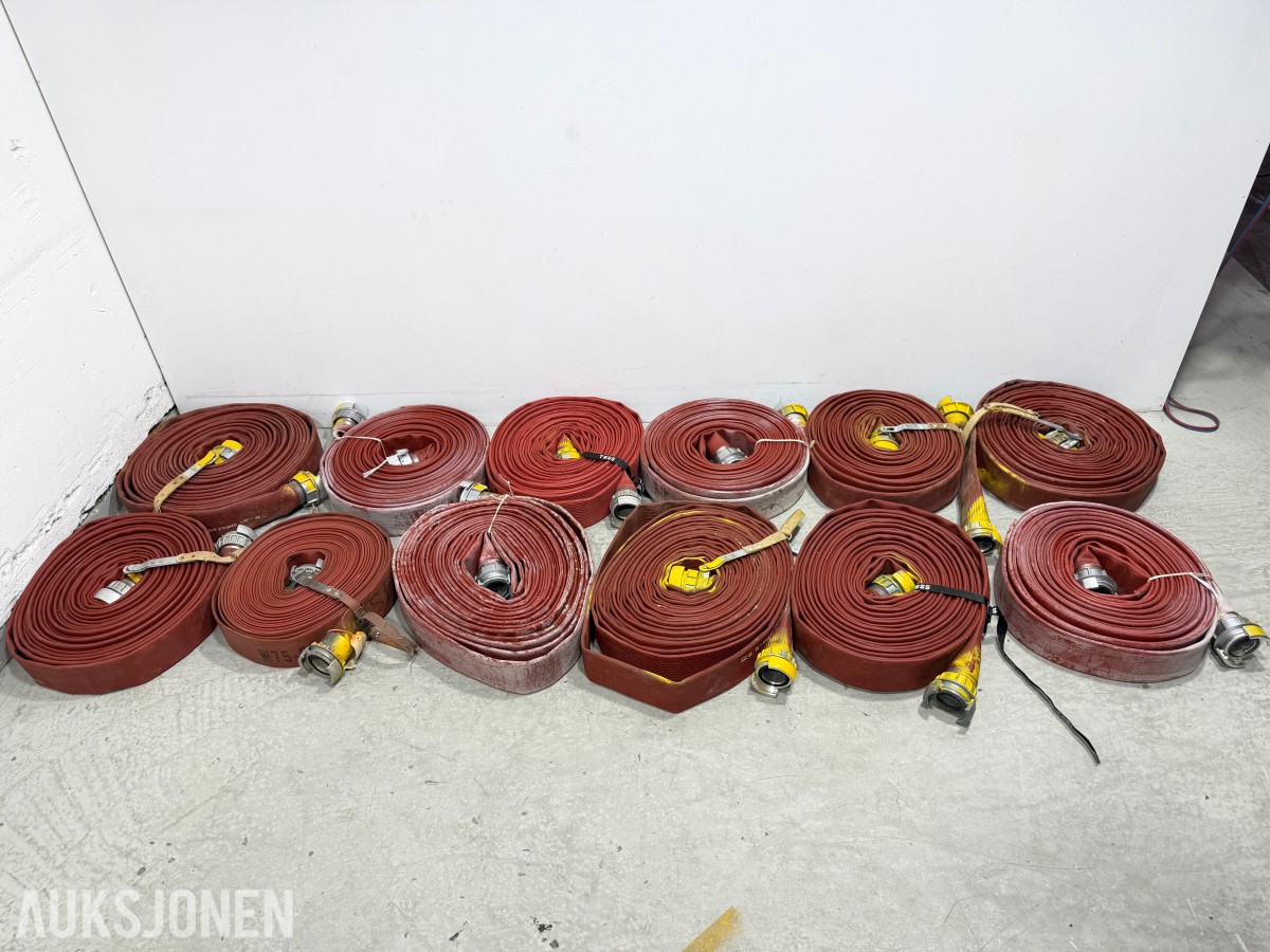 Parti brannslanger med koblinger – 12 stk.