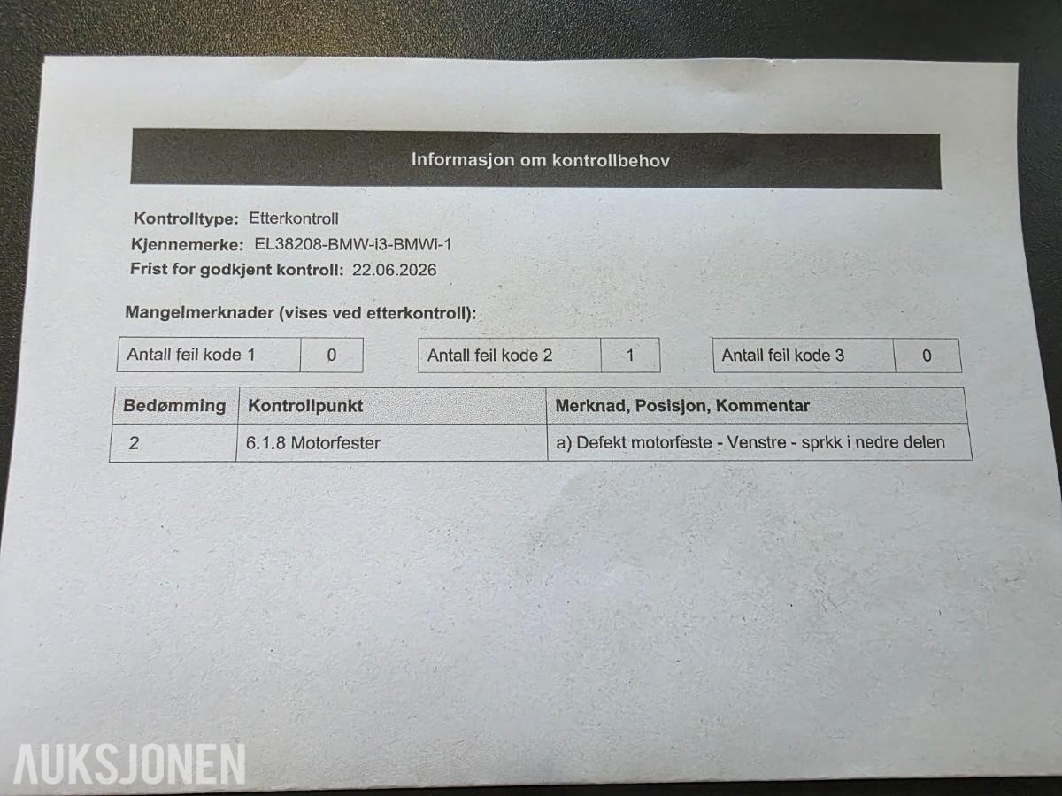 2014 BMW i3, 60Ah, 126000km