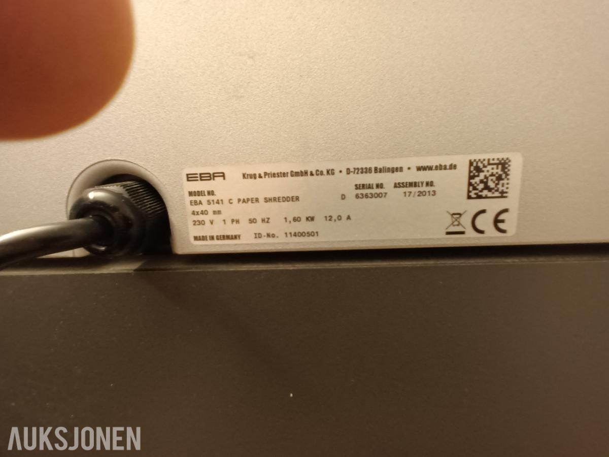 2013 Krug&Priester Gmbh&CO EBA 5141 C Papir Schredder