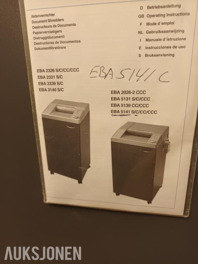 2013 Krug&Priester Gmbh&CO EBA 5141 C Papir Schredder