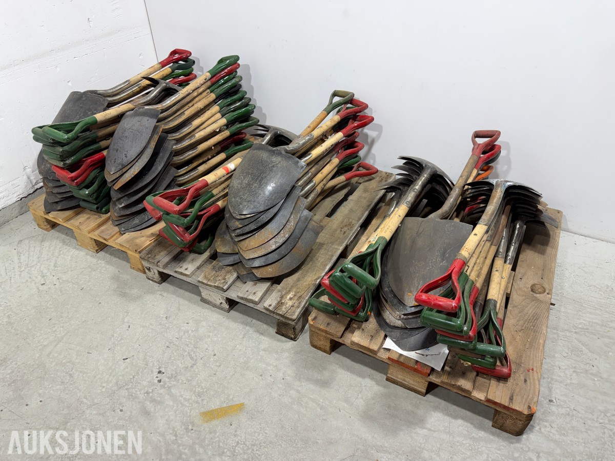 Stort parti spader og hakker – ca. 90 stk